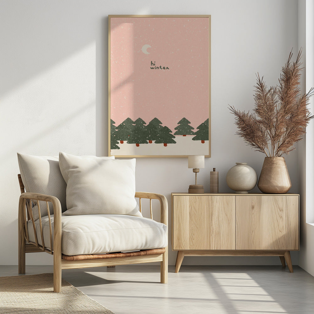 Magischer Schneefall im Wald. Hallo Winter | Poster