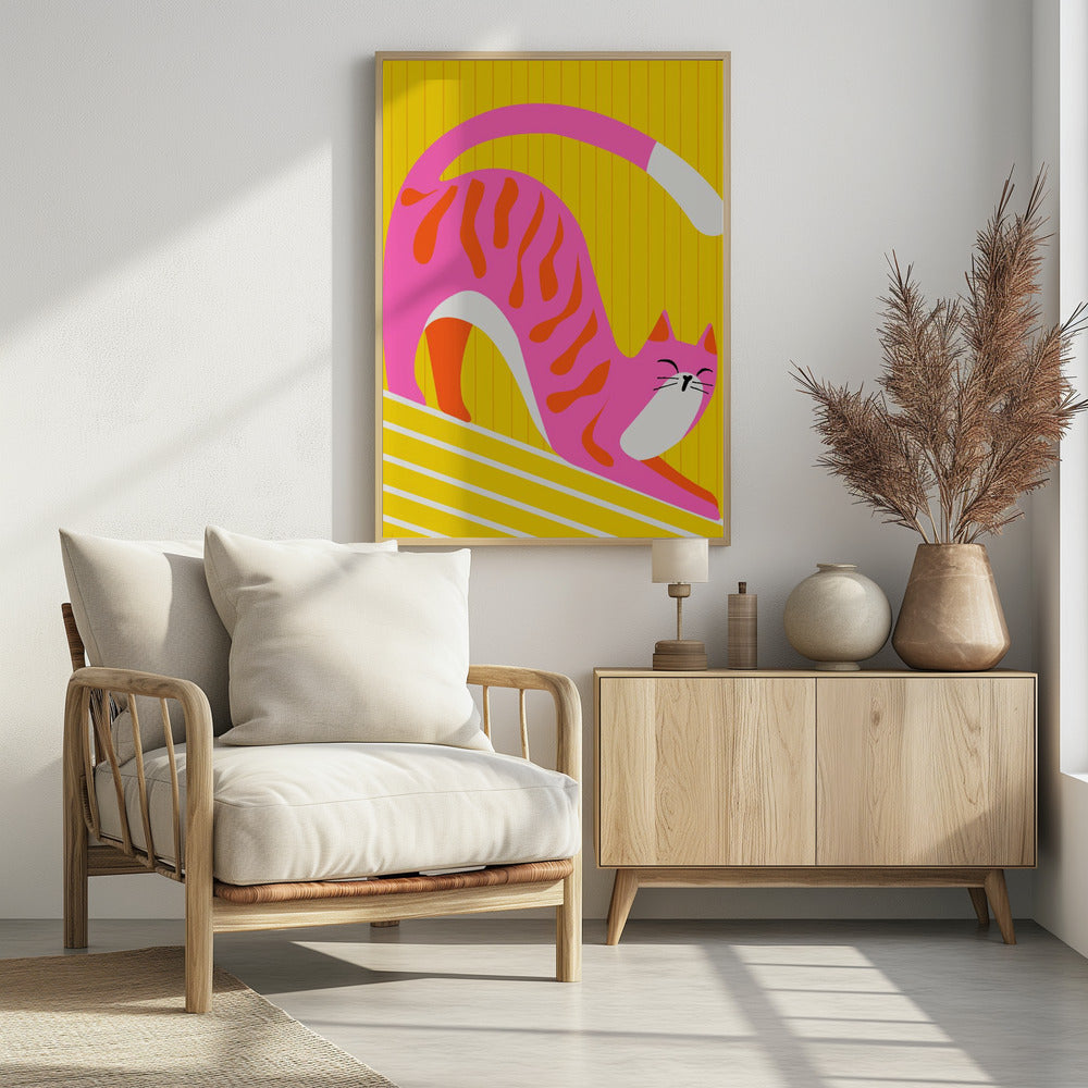 Snoozing Whiskers, Bright Adorable Cat | Poster