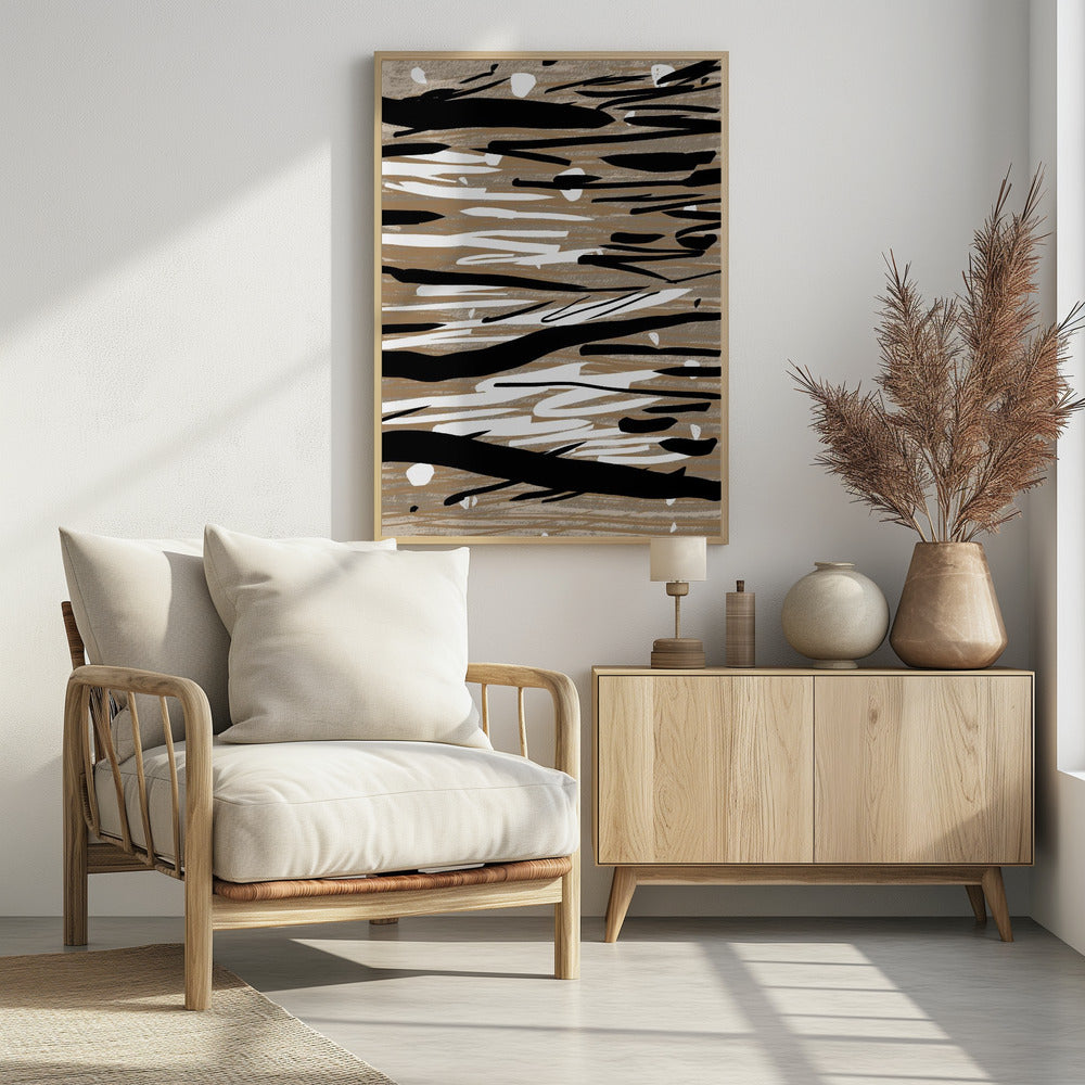 Black And White Brushstrokes | Poster