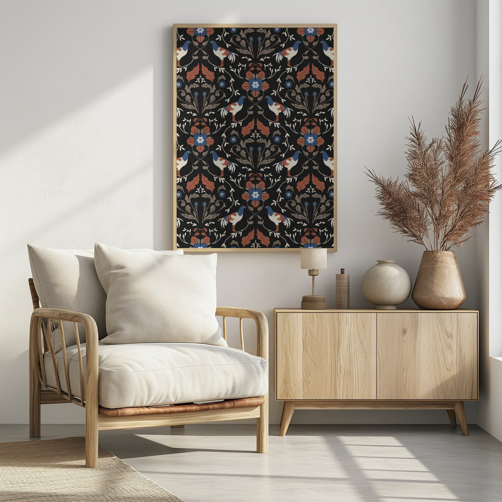 Hähne Beige Muster | Poster