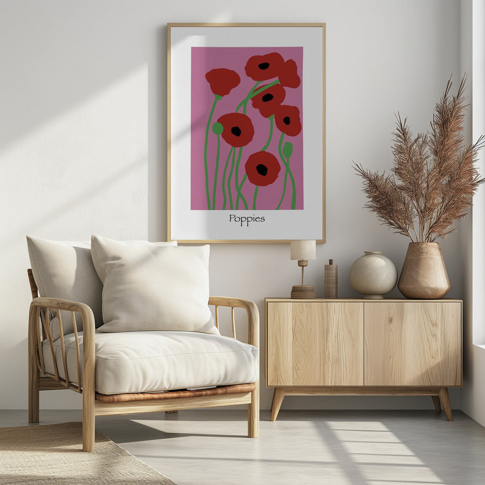 Mohnblumen rosa und rot | Poster