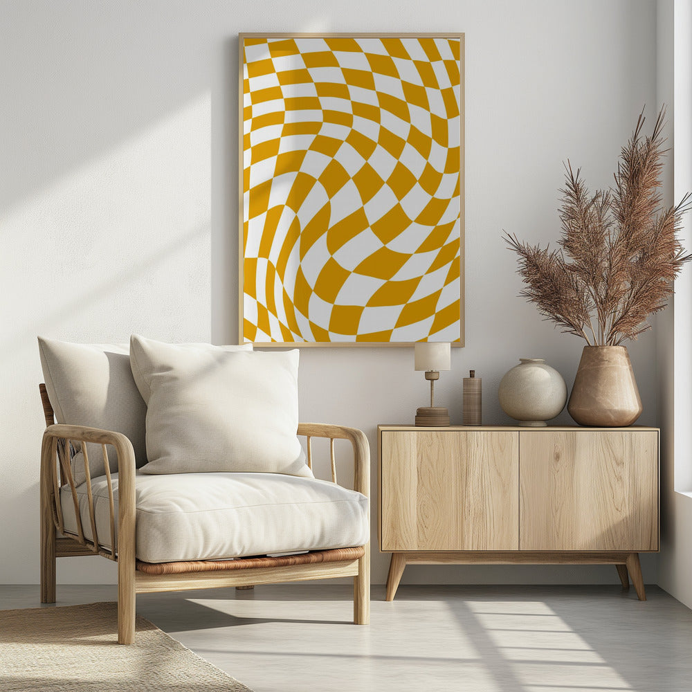 Gelbes Schachbrettmuster | Poster