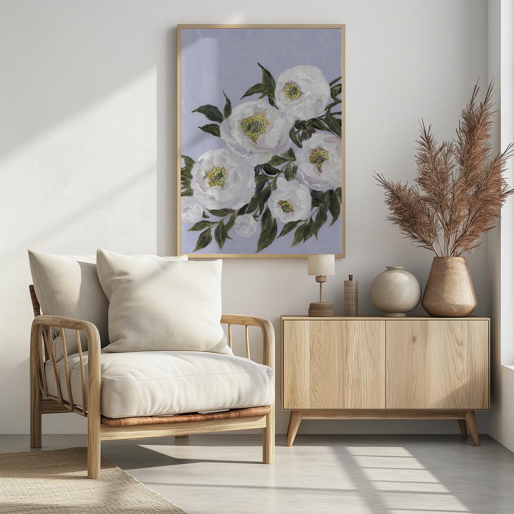 Evadne Pfingstrosen in Flieder | Poster