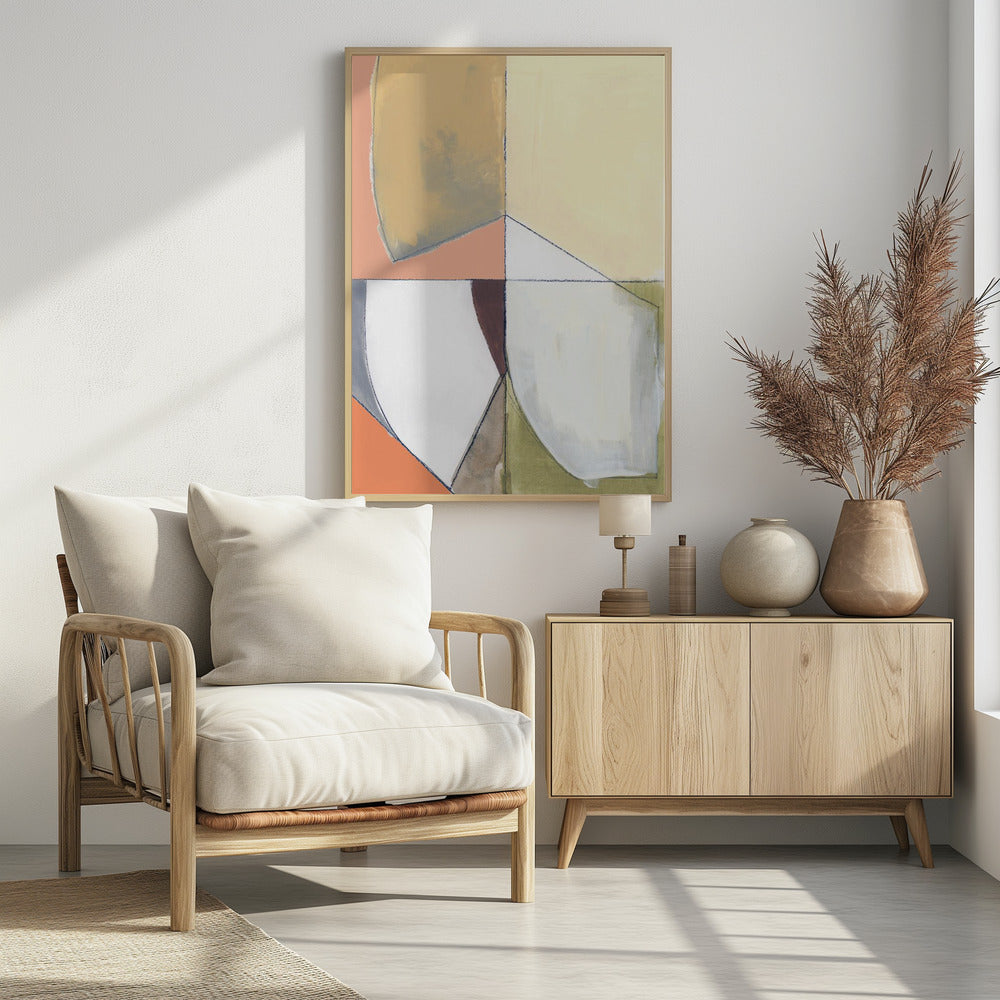 Altrosa Gelb Abstrakt Nr. 1 Kunstdruck | Poster