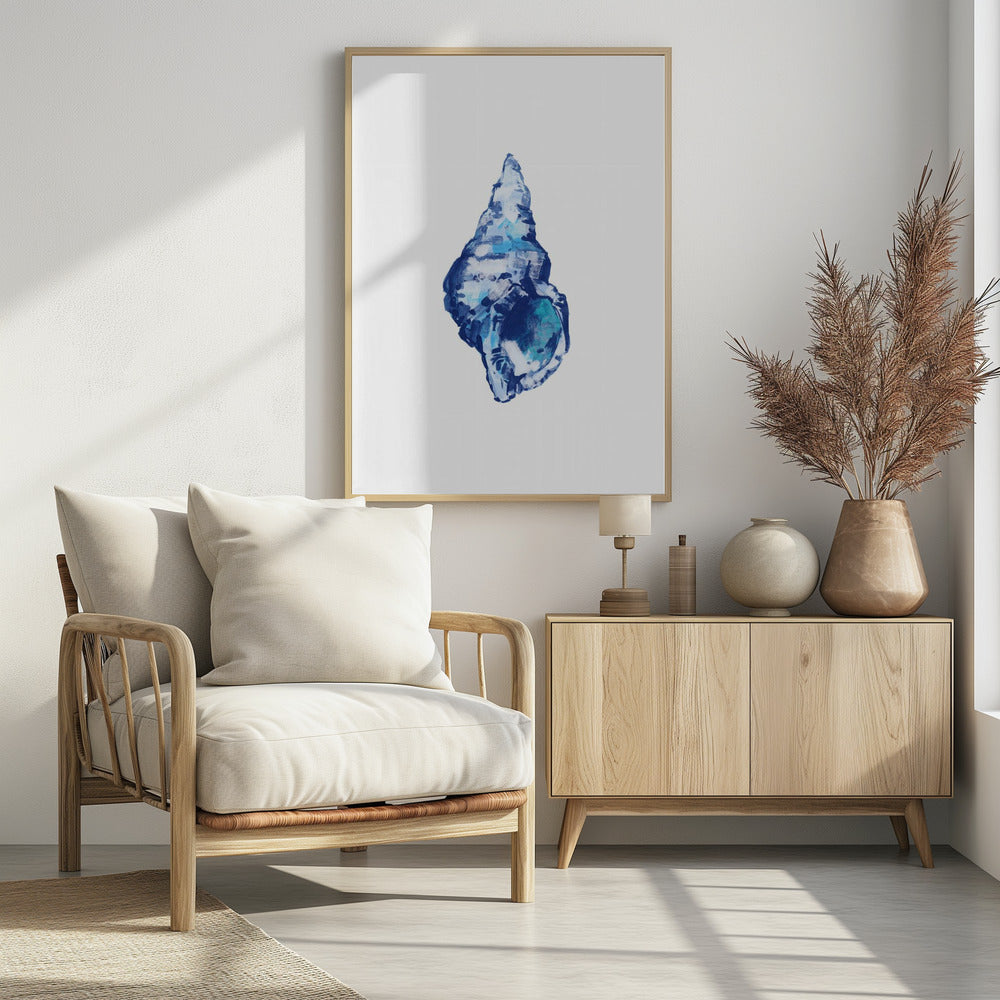 Blaue Muschel auf weißem Hintergrund Nr. 2 | Poster