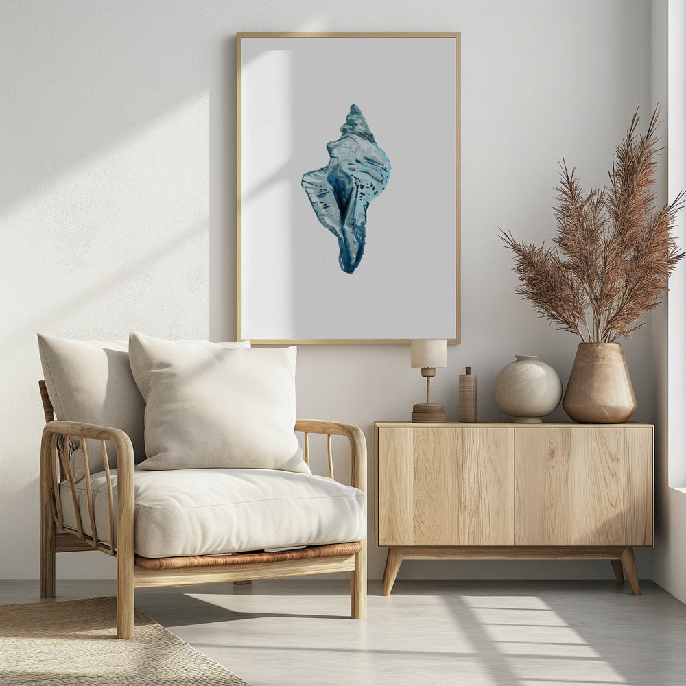 Blaue Muschel auf weißem Hintergrund Nr. 4 | Poster