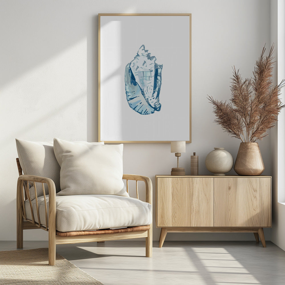 Blaue Muschel auf weißem Hintergrund Nr. 6 | Poster