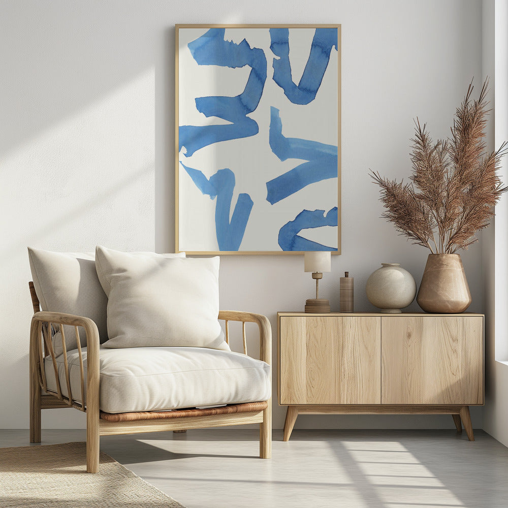 Abstract Blue Brushstrokes Art Print No2 | Poster