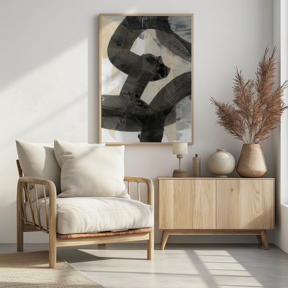 Abstraktes gehämmertes Schwarz Neutral 1 | Poster