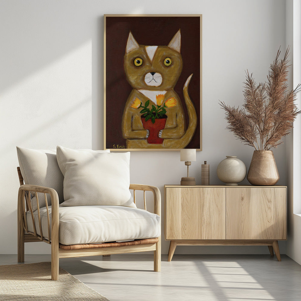 Topfpflanze Katze | Poster