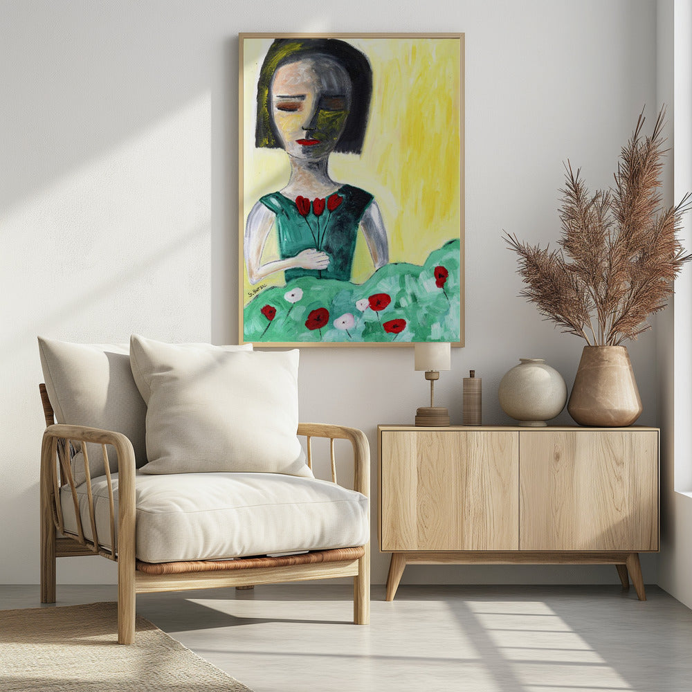 Dame im Garten | Poster