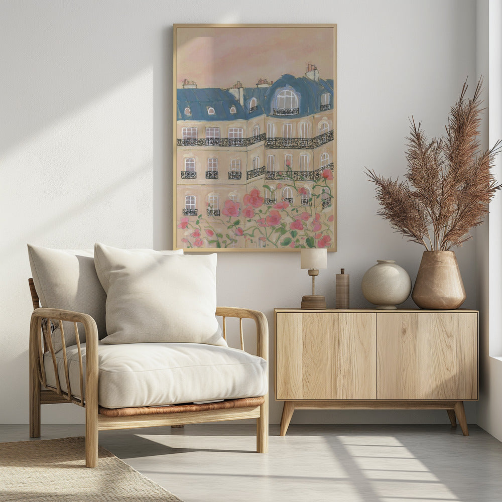 Sonnenuntergang über Pariser Gebäuden | Poster