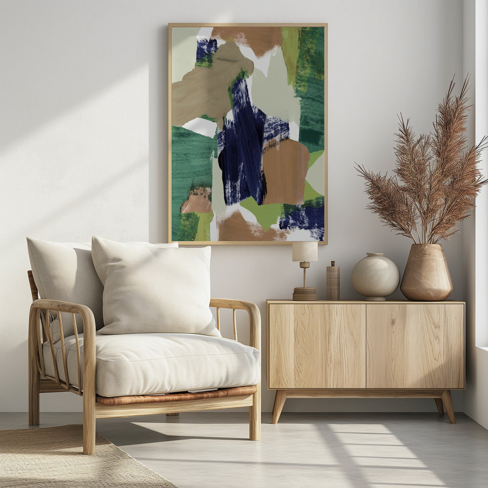 Abstrakt Blau Grün Beige Nr. 2 | Poster