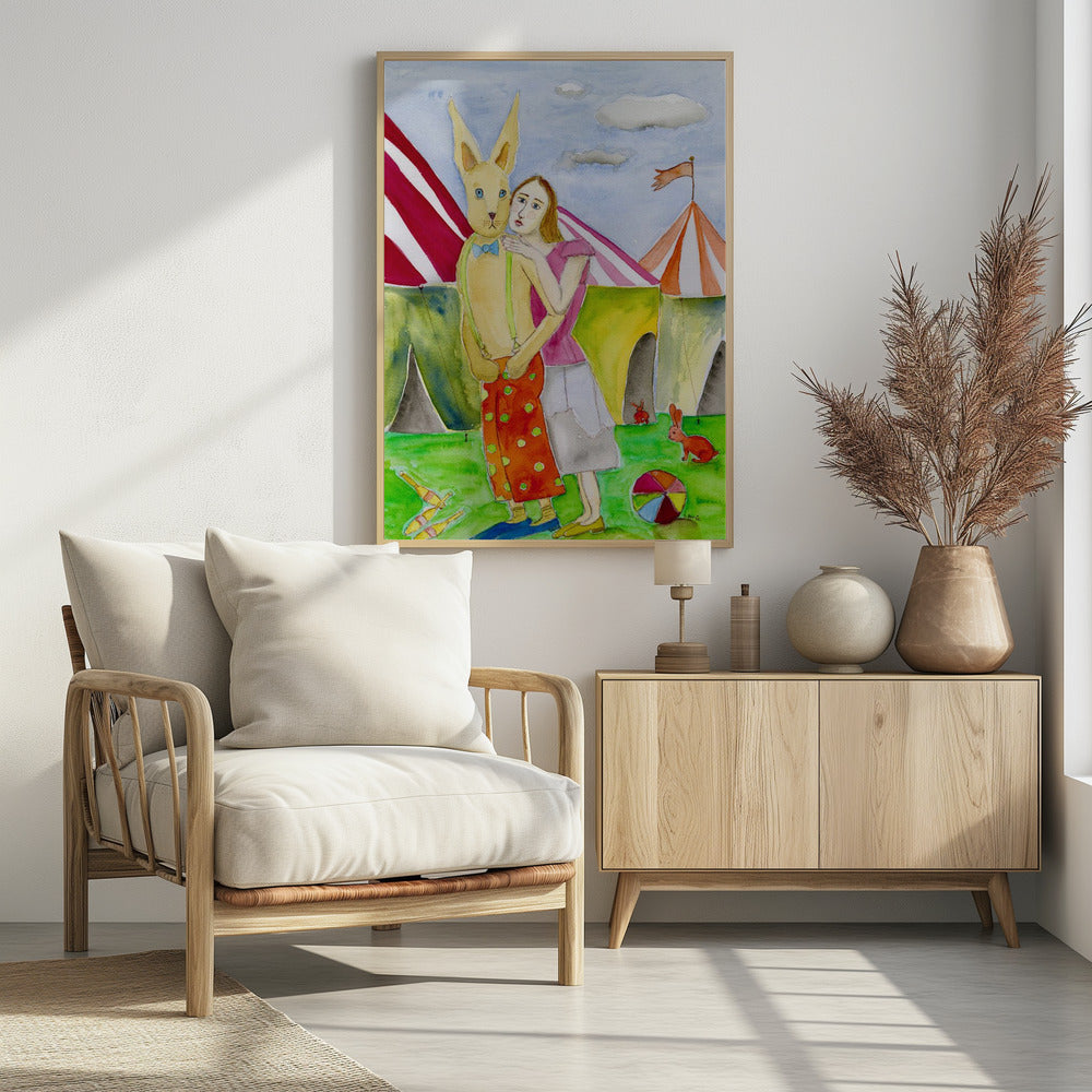 Zirkusartisten mit Kaninchen | Poster