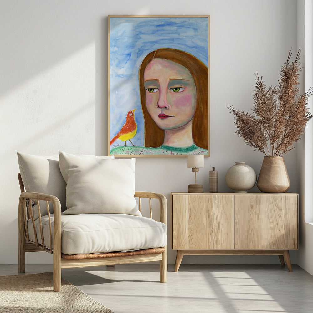 Dame mit kleinem Vogel | Poster
