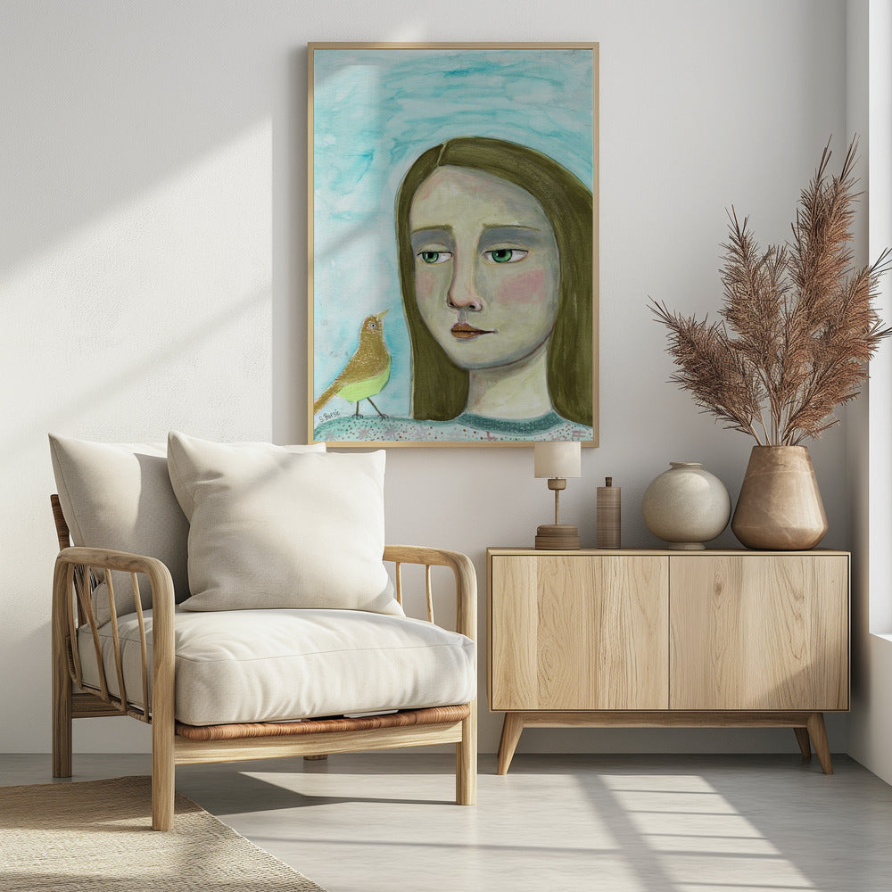 Dame und Vogel | Poster