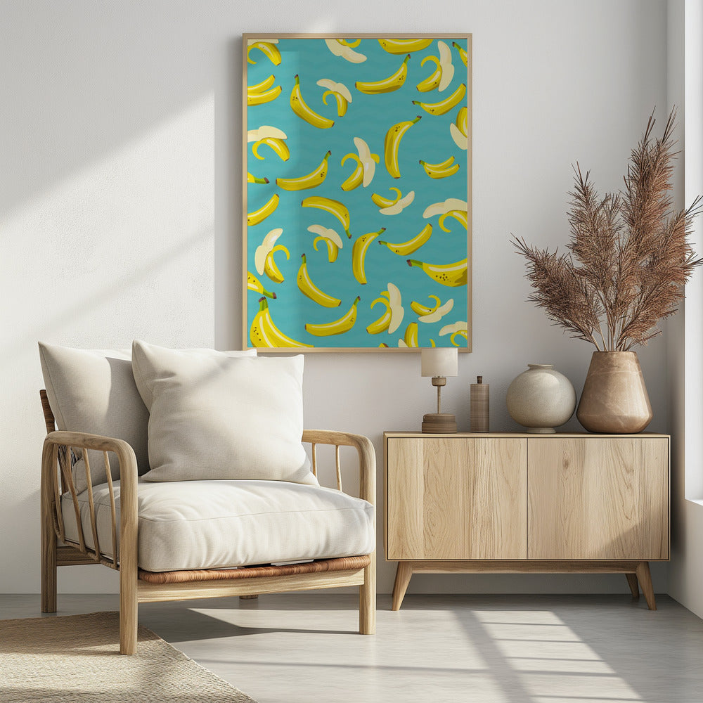 Verspieltes Muster aus gelben Bananen | Poster