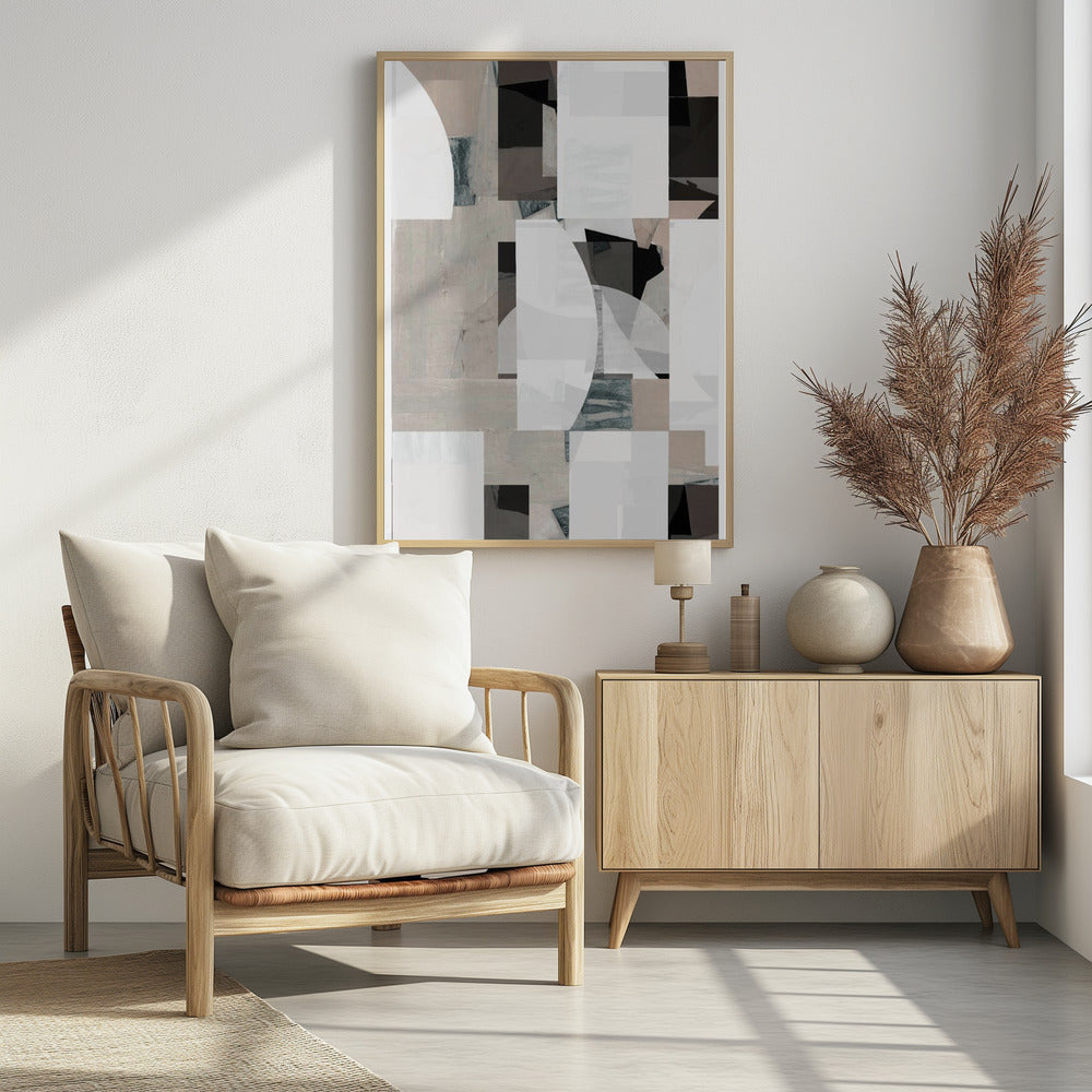 Abstract Mocha Black White Composition No. 1 | Poster