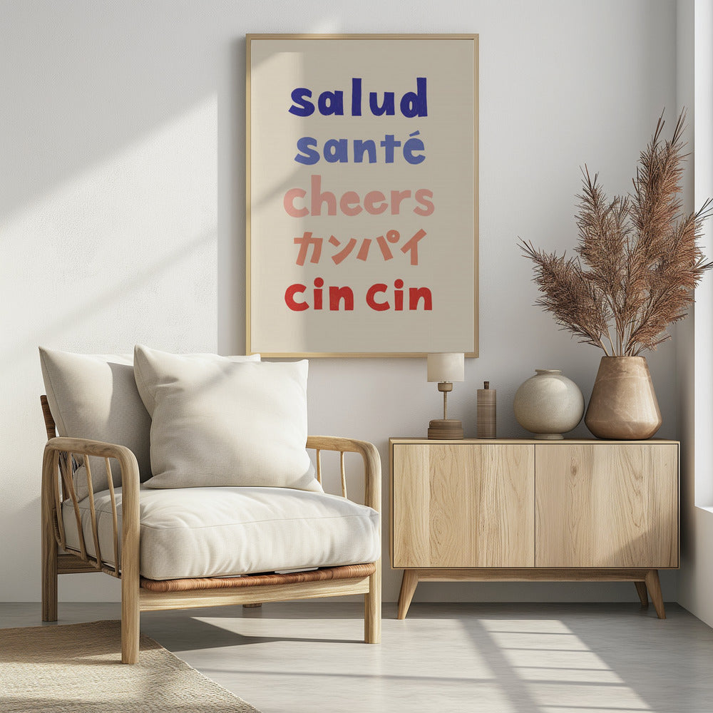 Prost Typografie - Salud Santé Prost Kanpai Cin cin | Poster
