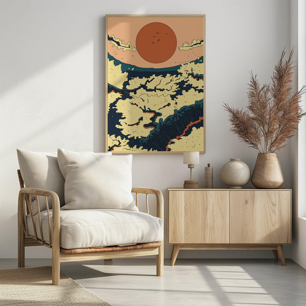 Abstrakter japanischer Sonnenuntergang | Poster