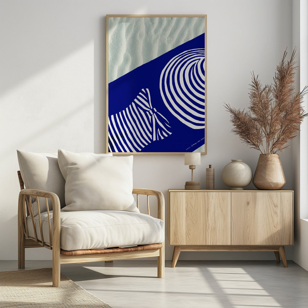 Strand-Wandkunst, Sonnenbaden am Mittelmeer, Kunstdruck | Poster