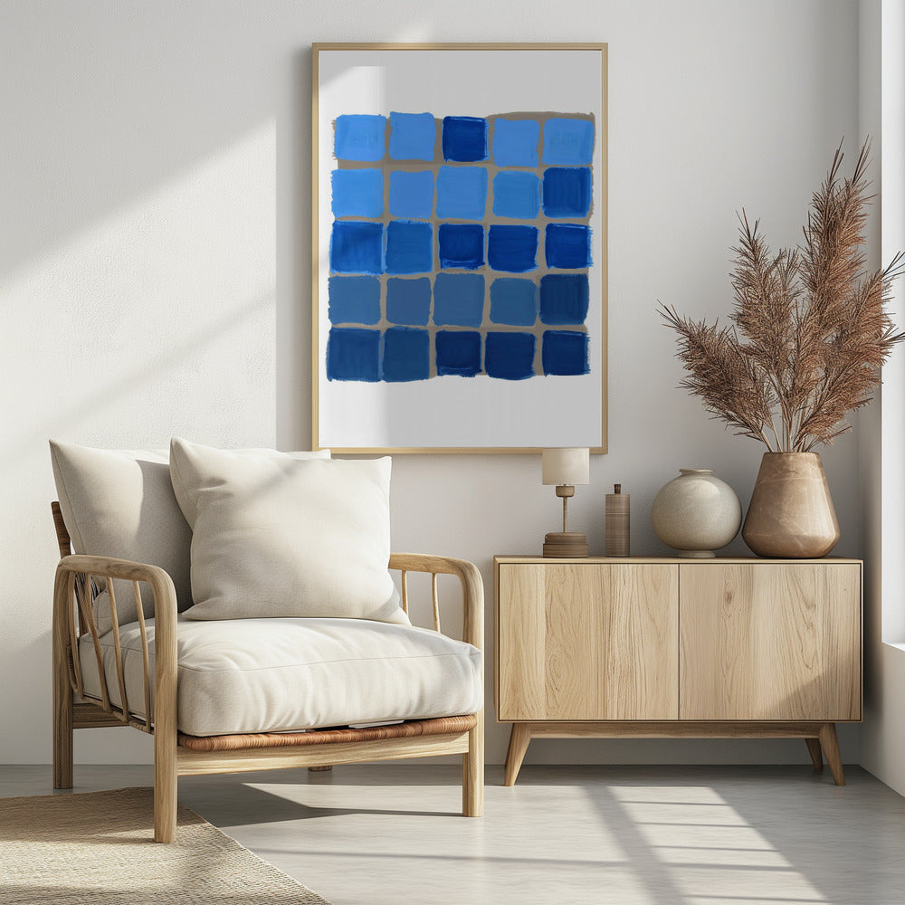 Blau kariertes Quadrat Poster