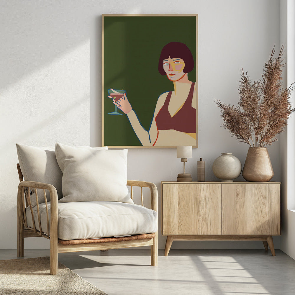 Dame mit Cocktail Martini | Poster
