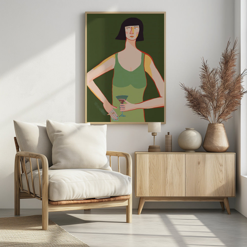 Dame mit Cocktail | Poster