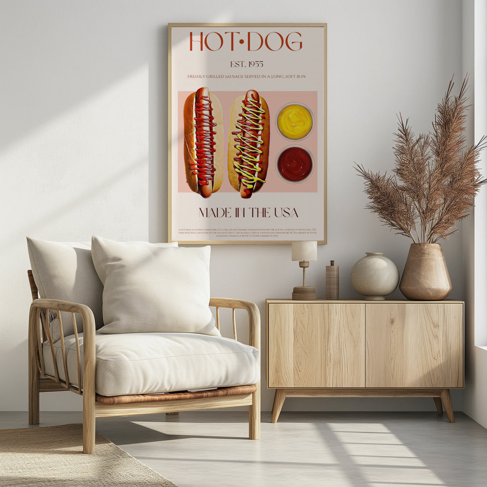 Hot Dogs mit Senf und Ketchup | Poster