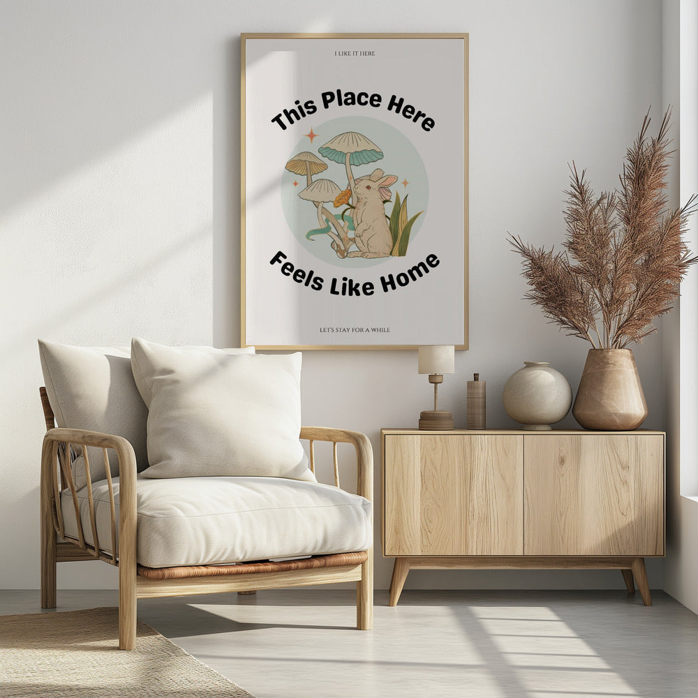 Kaninchen unter Pilzen mit dem Satz | Poster