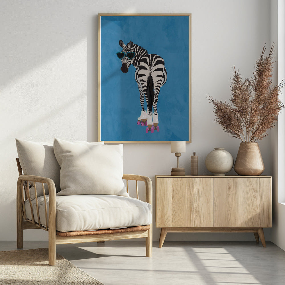 Rollschuh-Zebra blau | Poster