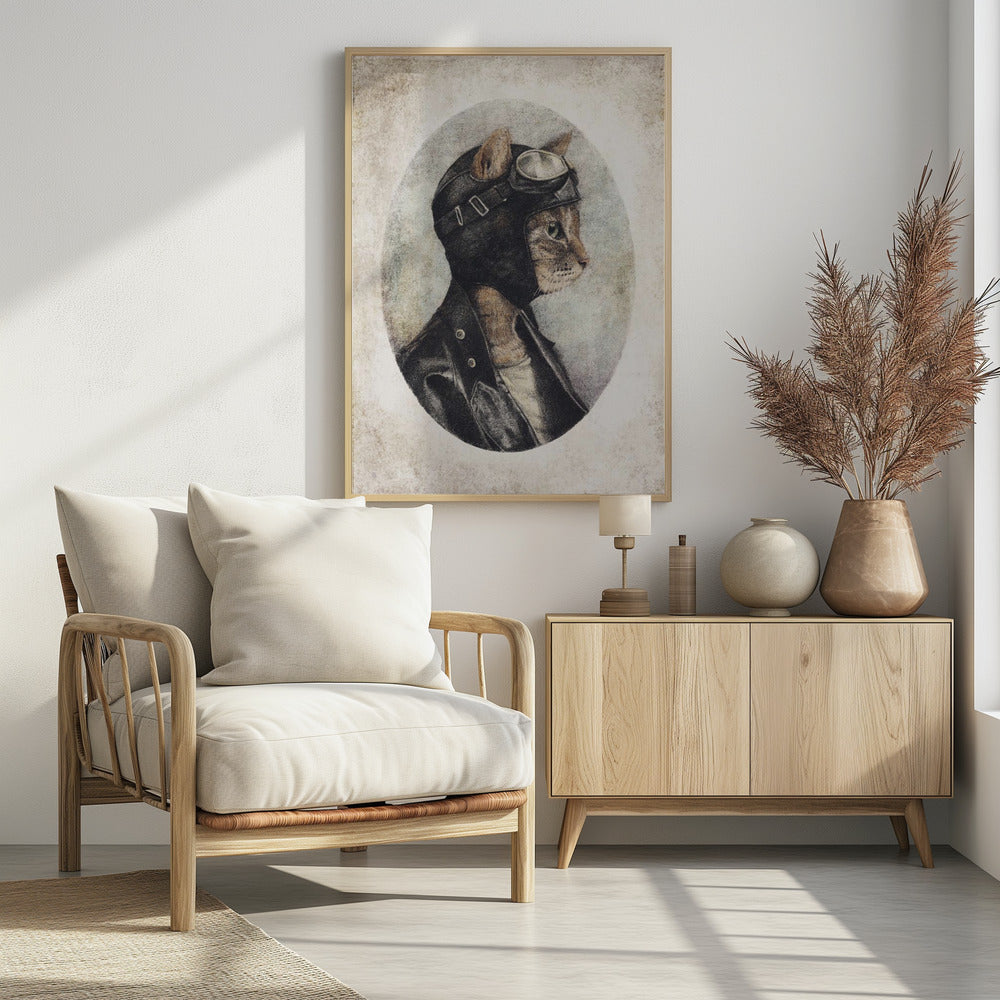 Stylish Cat Wearing A Leather Jacket | Poster
