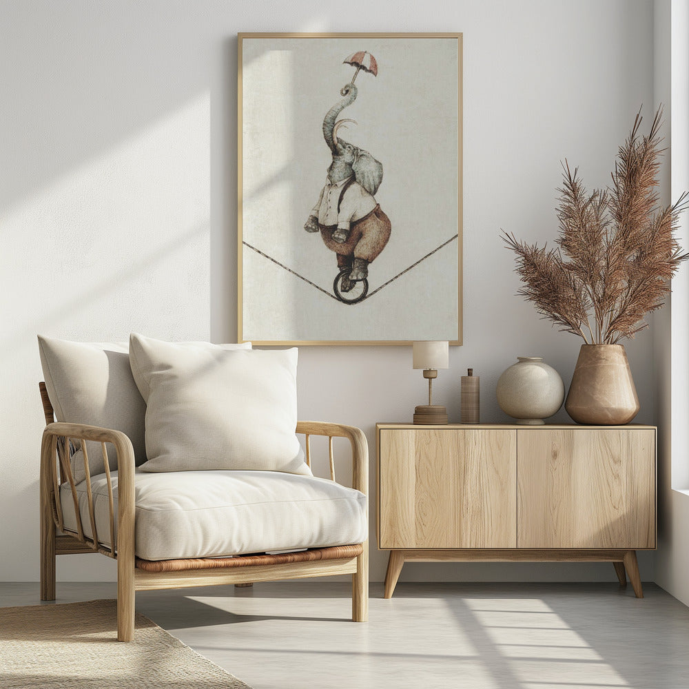 Unicycle While Holding An Umbrella | Poster