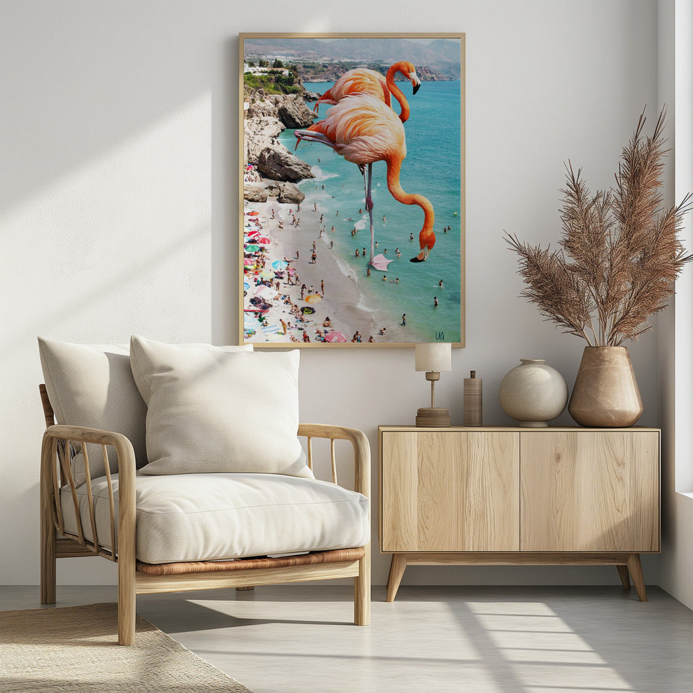 Flamingos am Strand | Poster