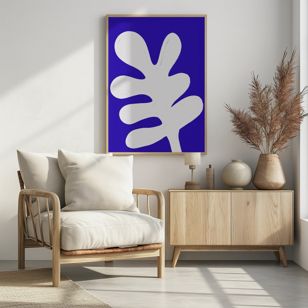 Blatt auf blauer Leinwand | Poster