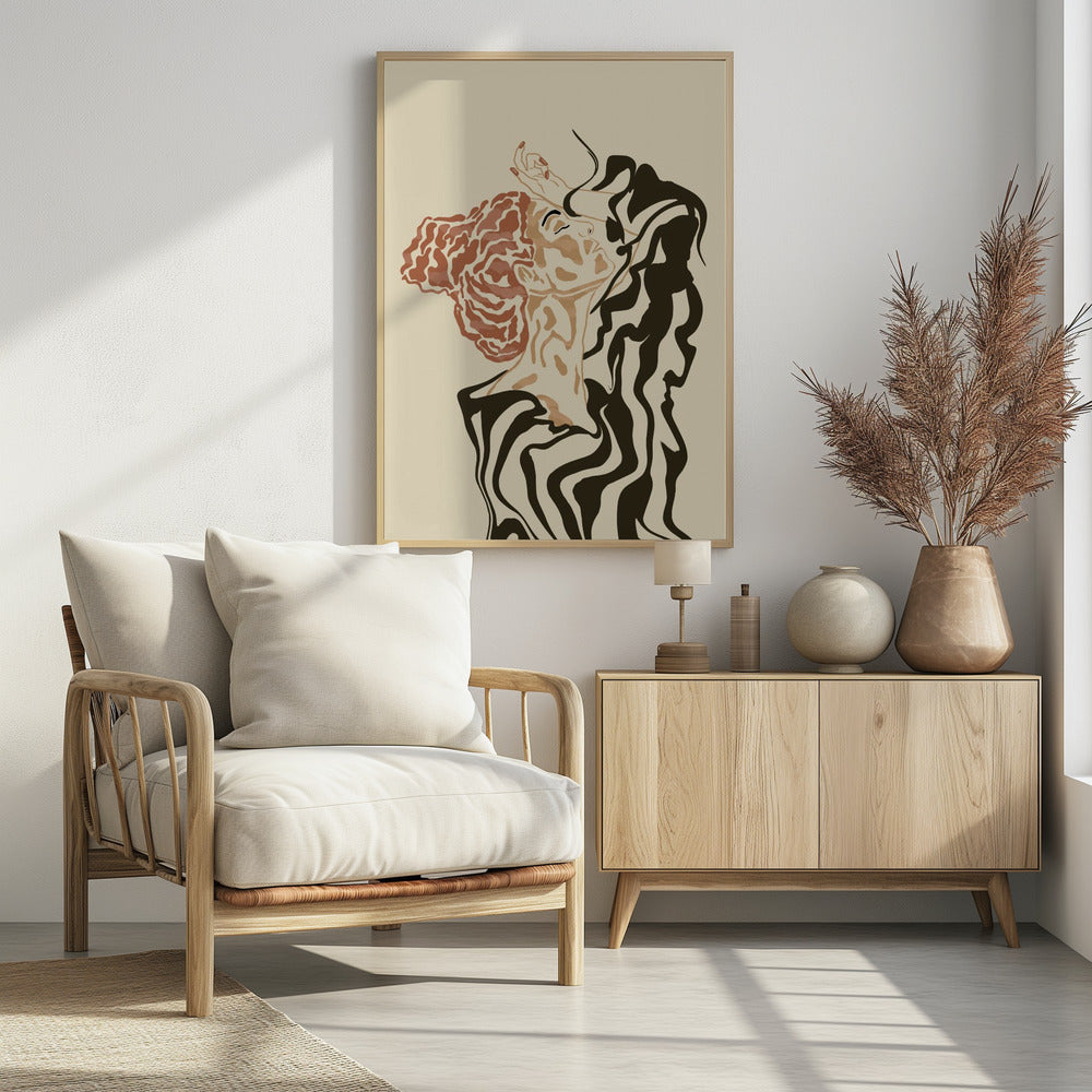 Frau in gestreifter Bluse | Poster