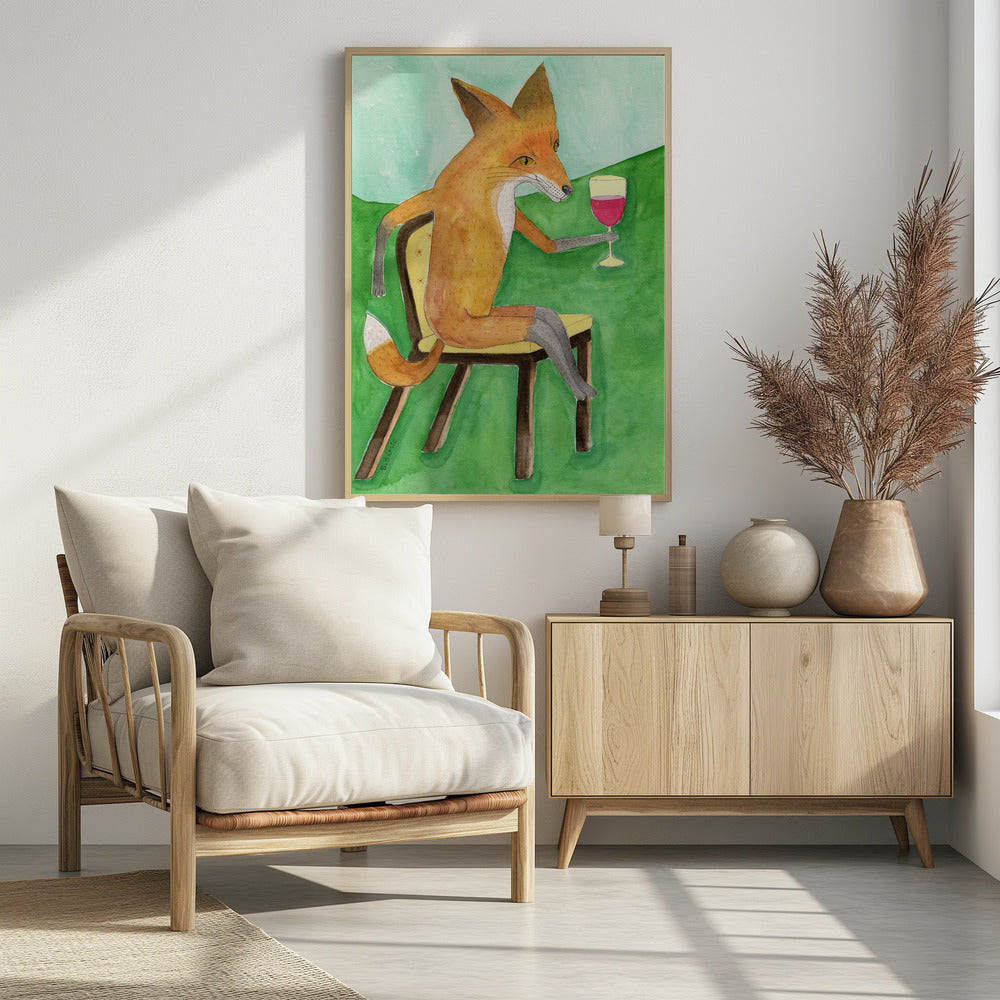 Herr Fuchs trinkt Rotwein | Poster