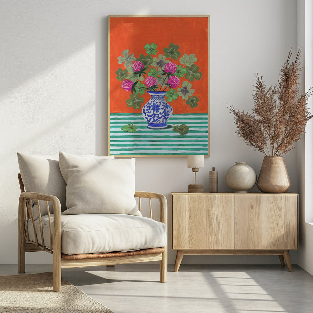 Clovers and Pink Blossoms | Poster