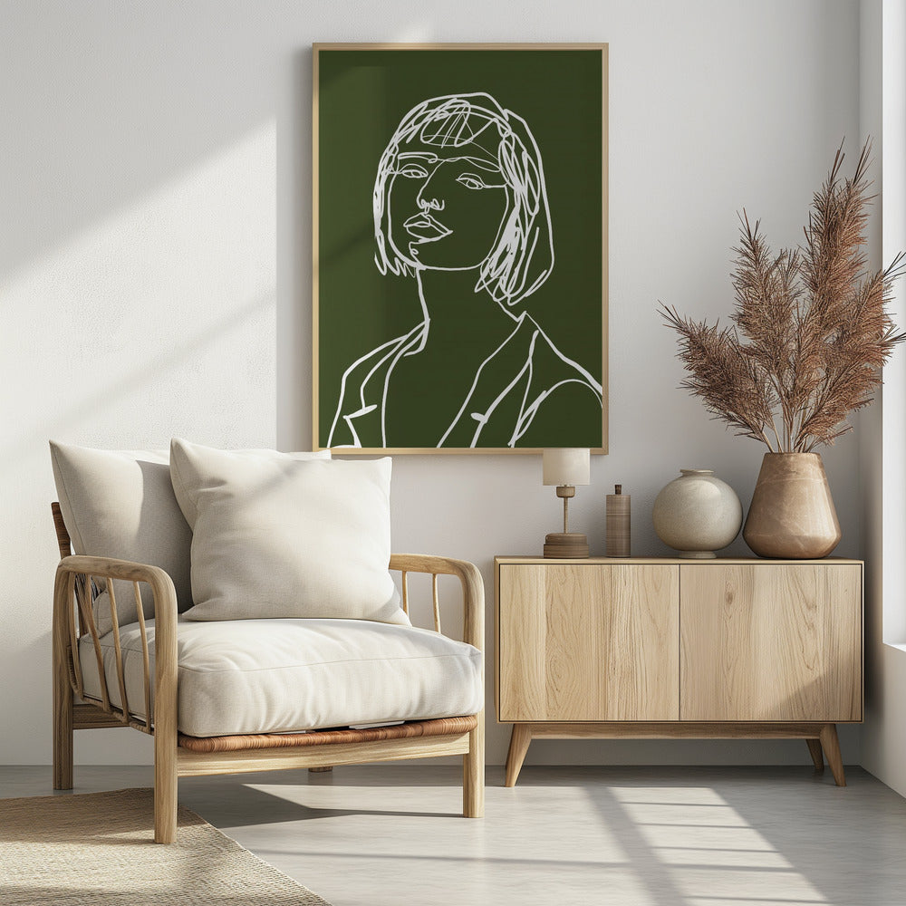 Line art female green | Poster