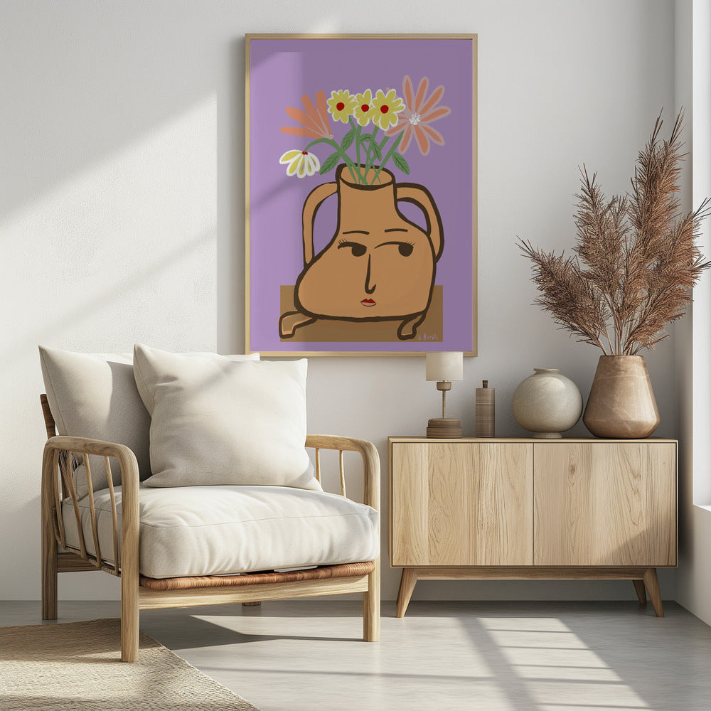 Dame in Vase mit Blumen | Poster