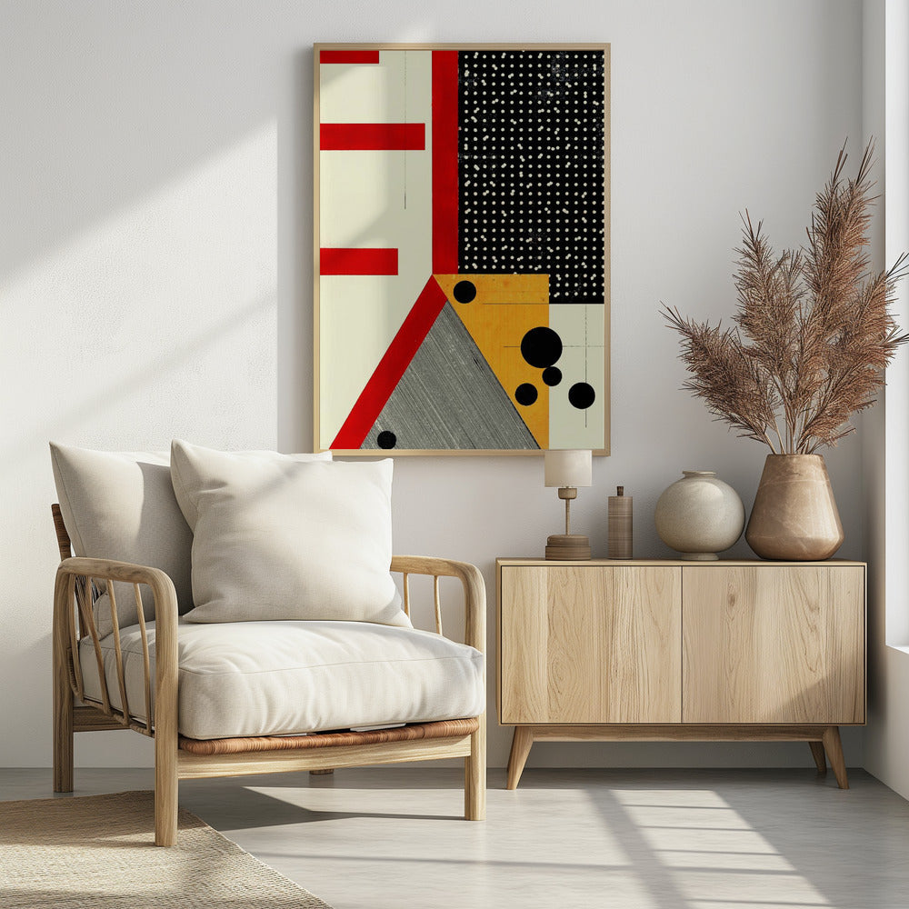 Kräftige rote Linien und schwarze Punkte | Poster