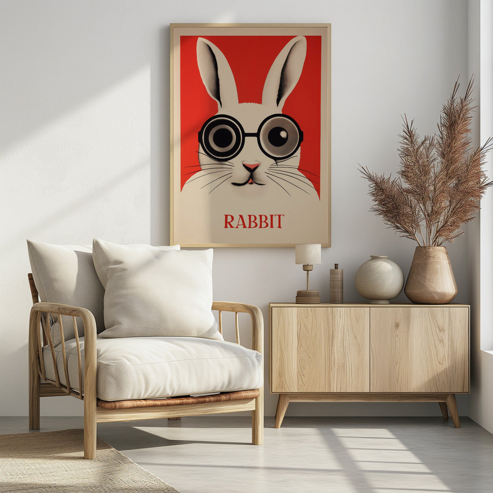 Kaninchen mit übergroßer Brille | Poster
