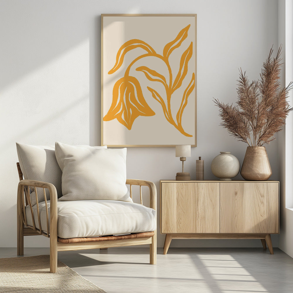 Goldene Blütensilhouette | Poster