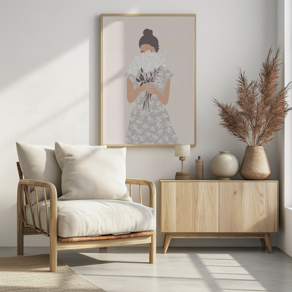 Mädchen mit Blumenstrauß | Poster