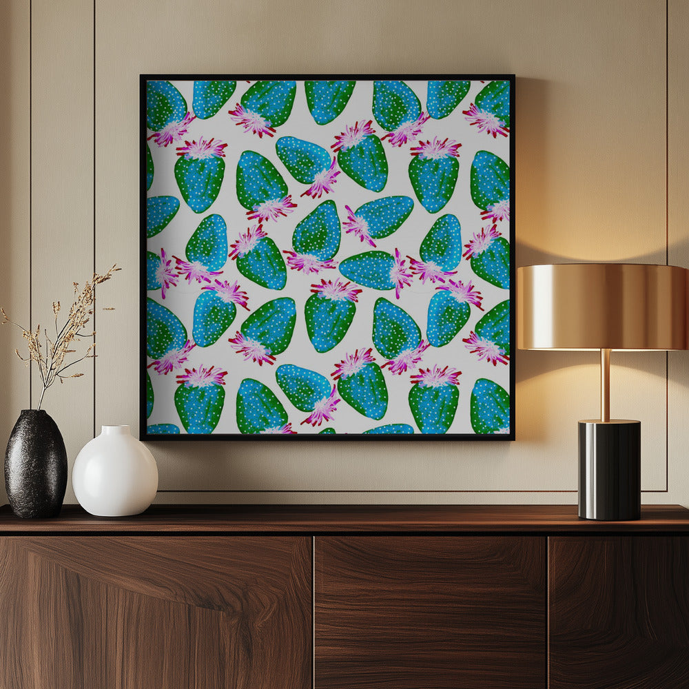 Teal Green Strawberries Fruit | Poster