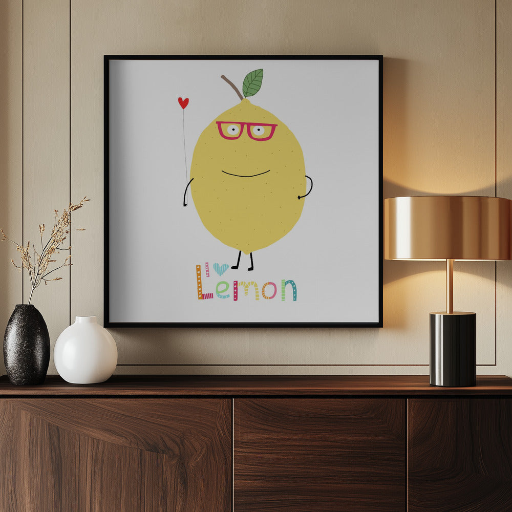 Ich liebe Zitrone! Eine süße Zitrone mit einem Herz. | Poster
