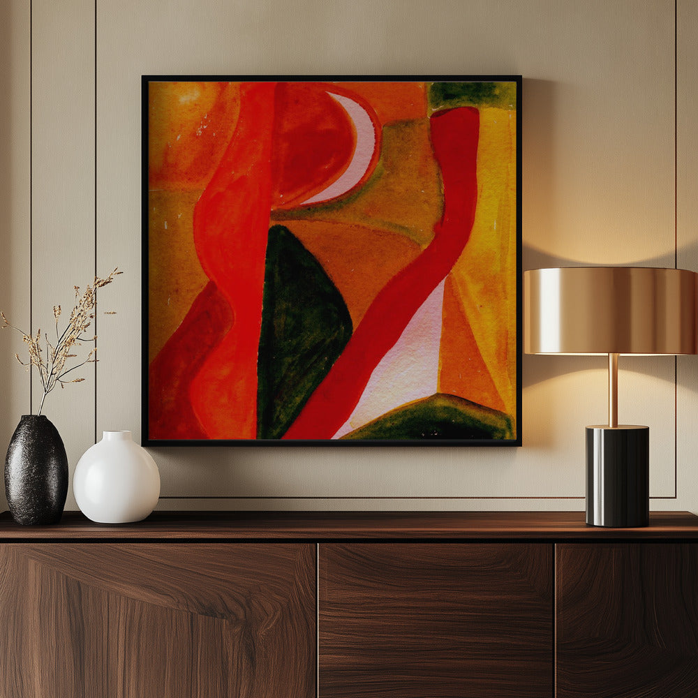 Rot und Gold Abstrakt | Poster