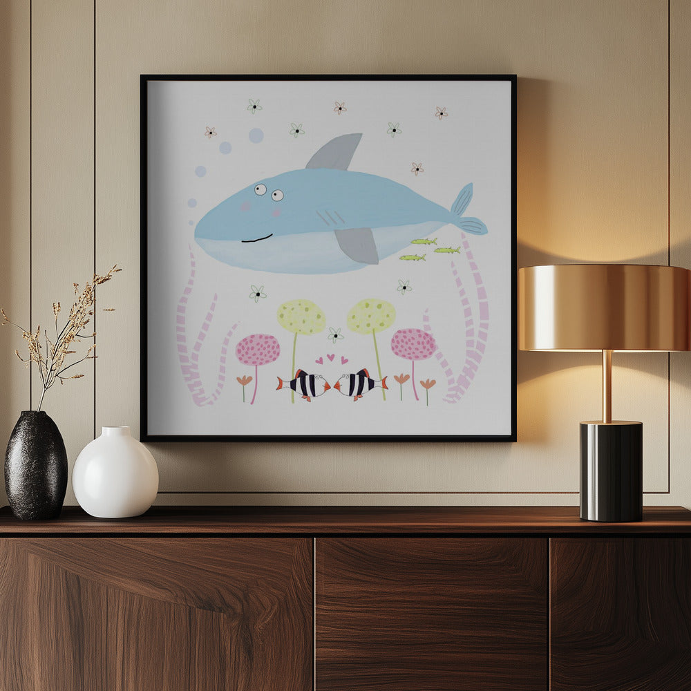 Babyhai mit Blumen | Poster