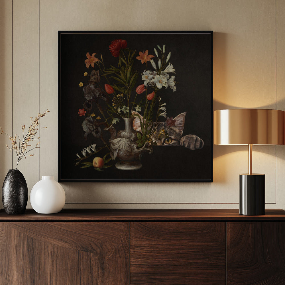 Vintage Vase mit leuchtenden Blumen | Poster