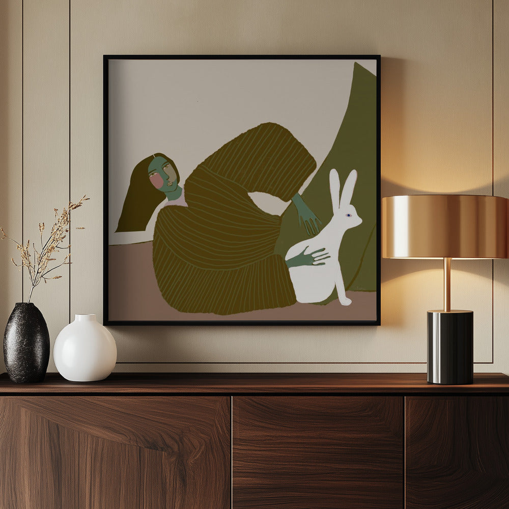 Dame mit Kaninchen | Poster